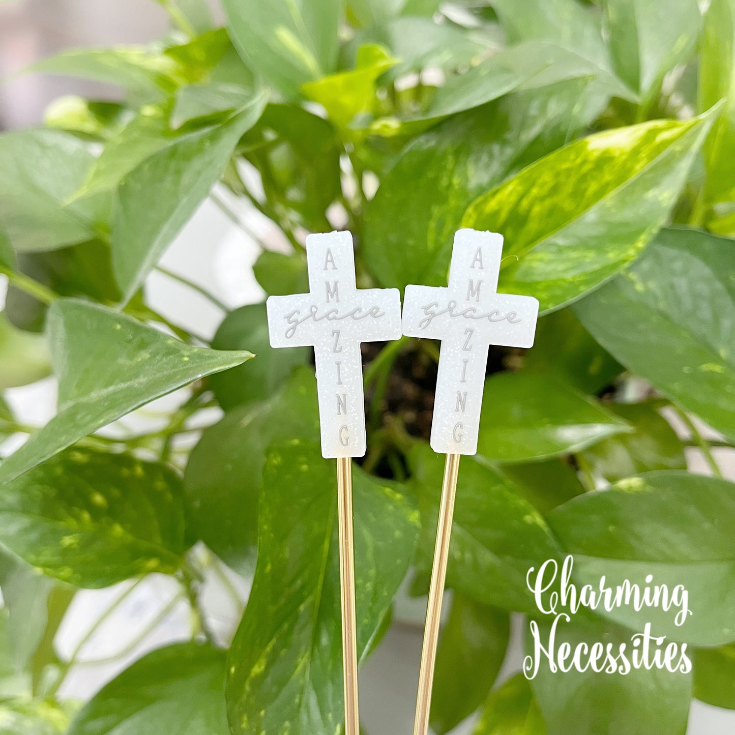 Stitch Stoppers, Amazing Grace Silver Cross, Set of 2, Knitting Accessories, Stitch Holders, Gifts for Knitters