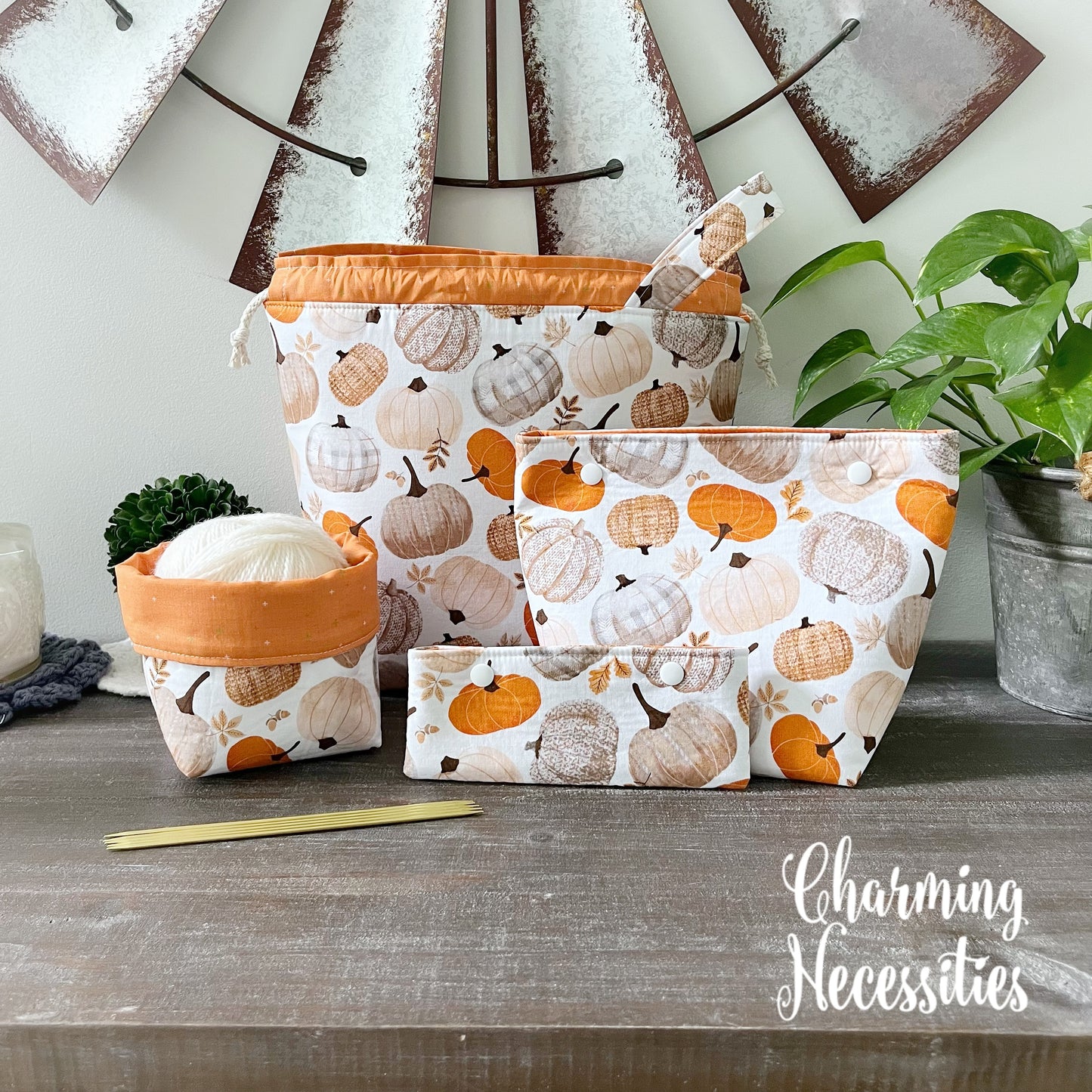 Knitting Project Bag Set, Pumpkin Spice
