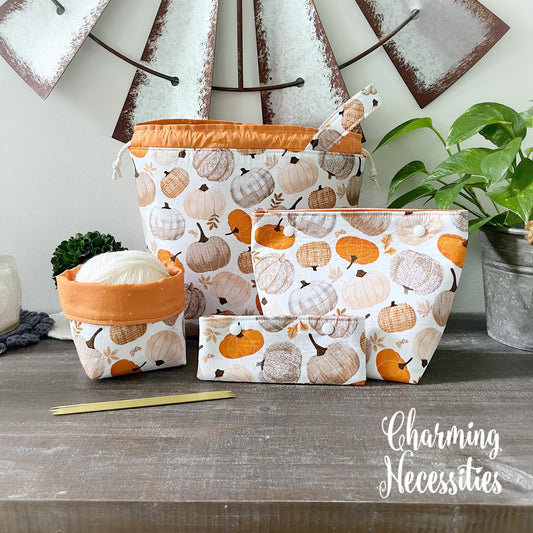 Knitting Project Bag Set, Pumpkin Spice