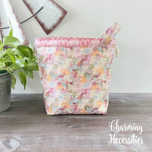 Knitting Project Bag, Rifle Paper Co English Rose Mimi Drawstring Tote