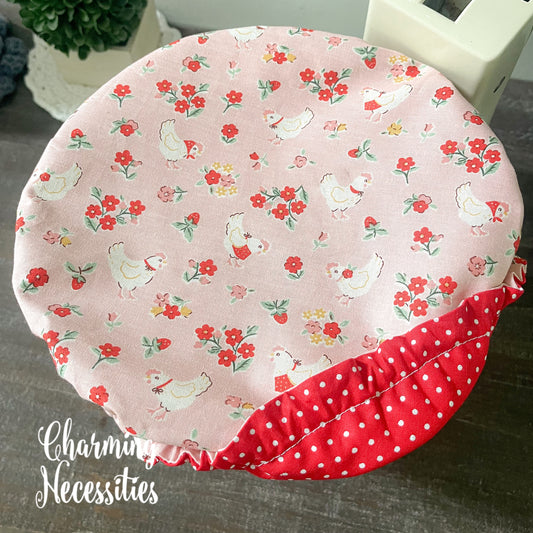 Reusable Fabric Bowl Covers – Cotton Covers for KitchenAid Mixers & Bread Baking, Retro Chickens