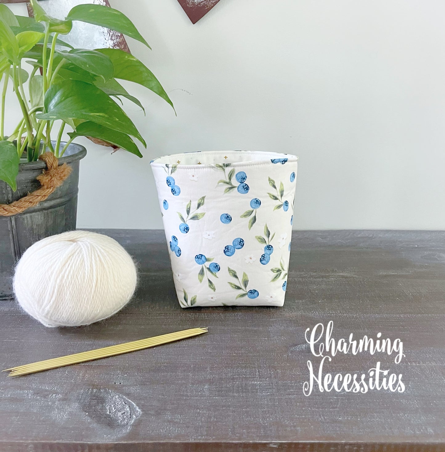 Knitting Project Bag Set, Blueberry Blossoms