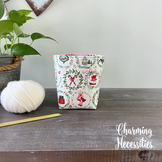 Yarn Bowl Cozy Basket,  Retro Christmas Knitting Accessories Yarn Storage Organization