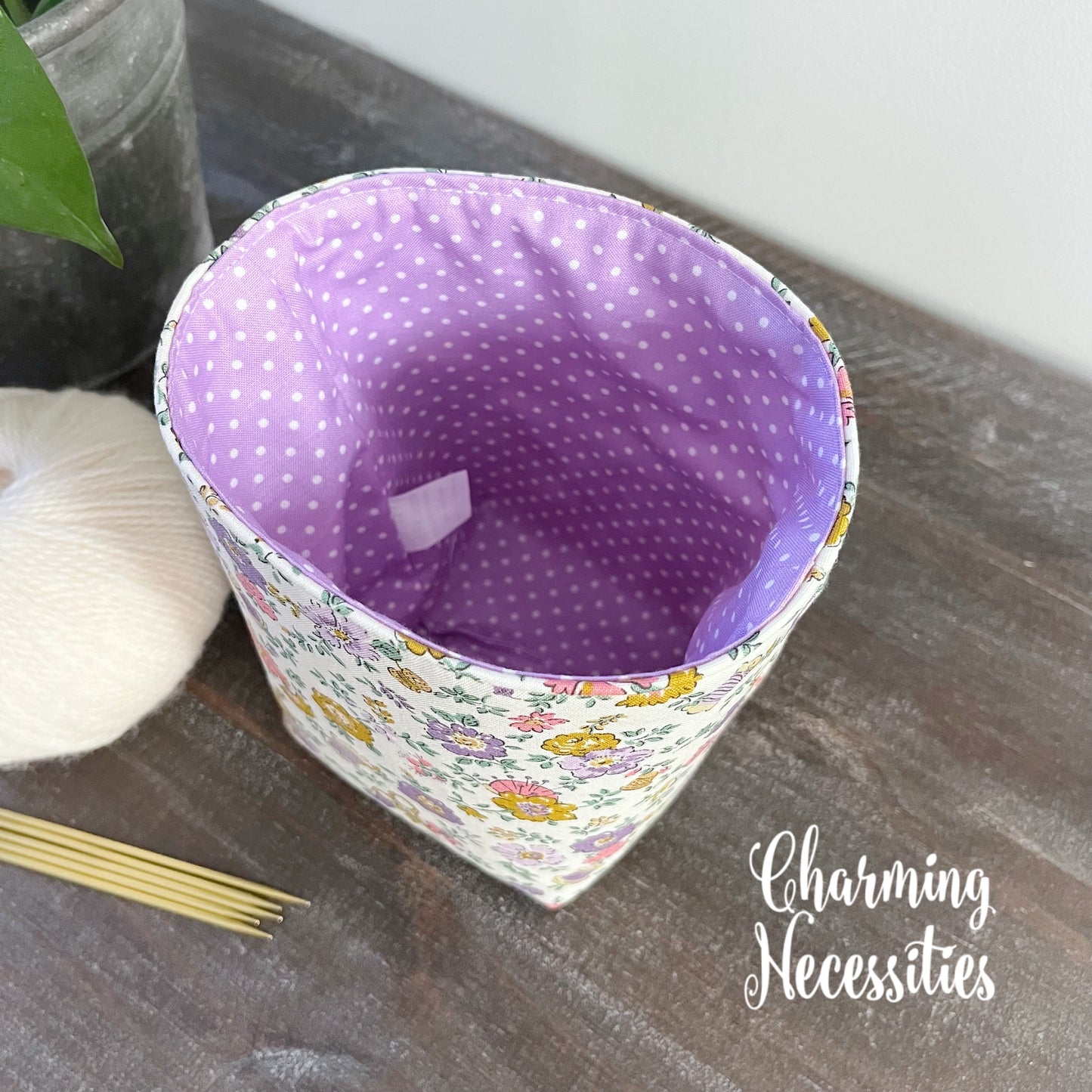 Knitting Project Bag Set, Vintage Sewing Floral