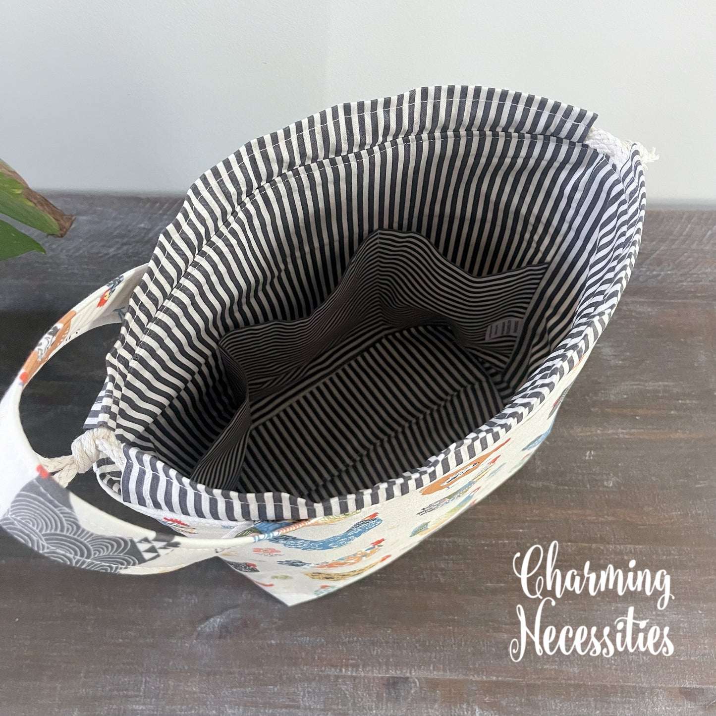 Knitting Project Bag Set, Floral Chickens