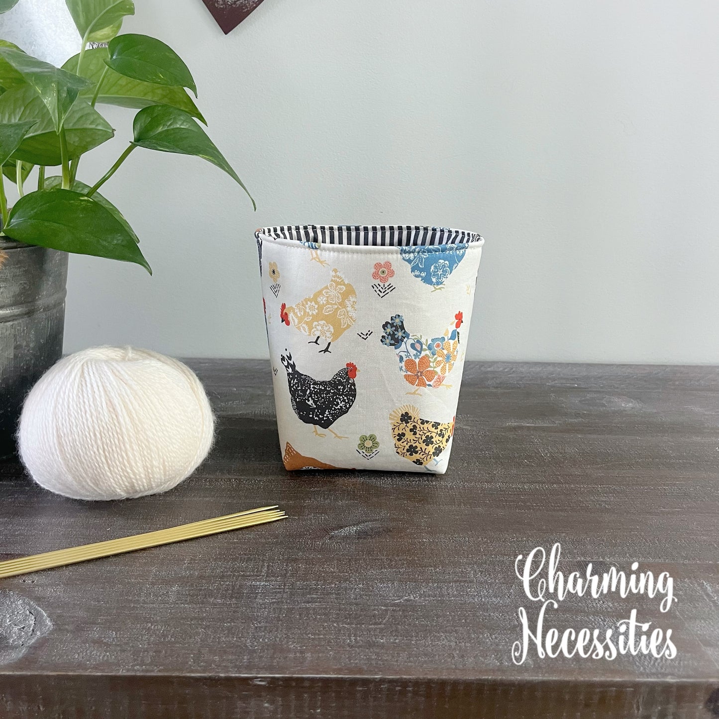Knitting Project Bag Set, Floral Chickens