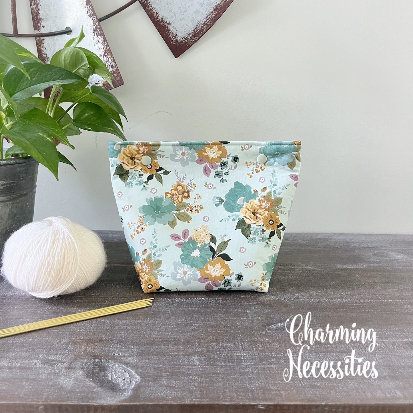 Small Snap Project Bag, Cottage Garden Pouch