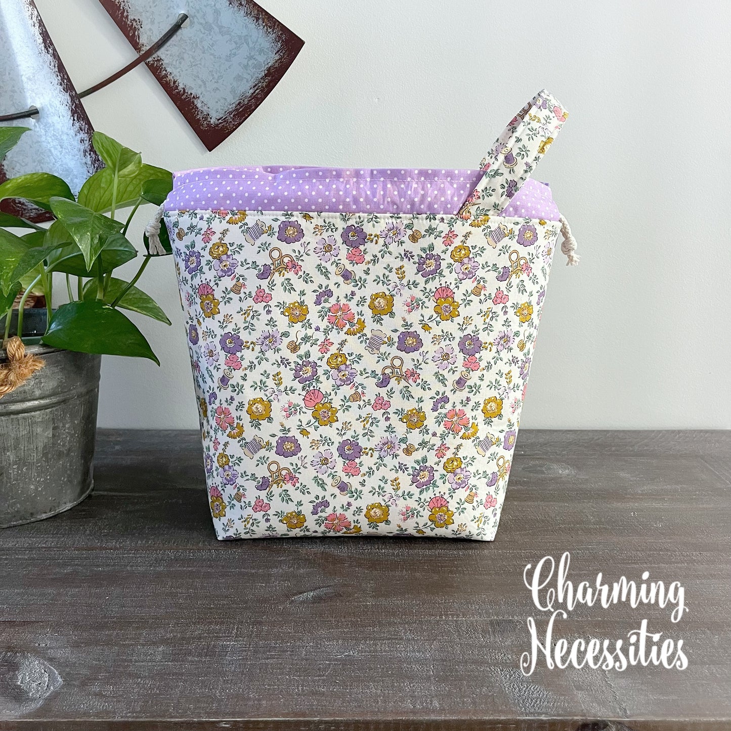 Knitting Project Bag Set, Vintage Sewing Floral