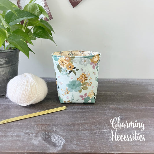 Yarn Bowl Cozy Basket, Cottage Garden, Knitting Accessories Yarn Storage Organization