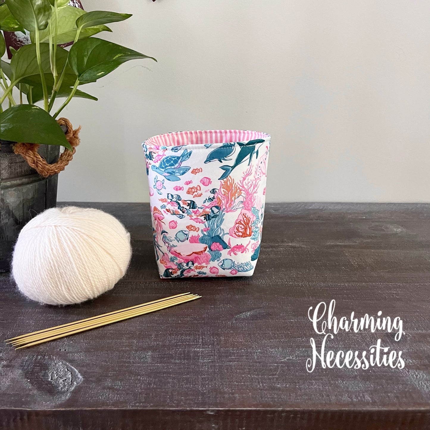 Yarn Bowl Cozy Basket, Under the Sea, Knitting Accessories Yarn Storage Organization