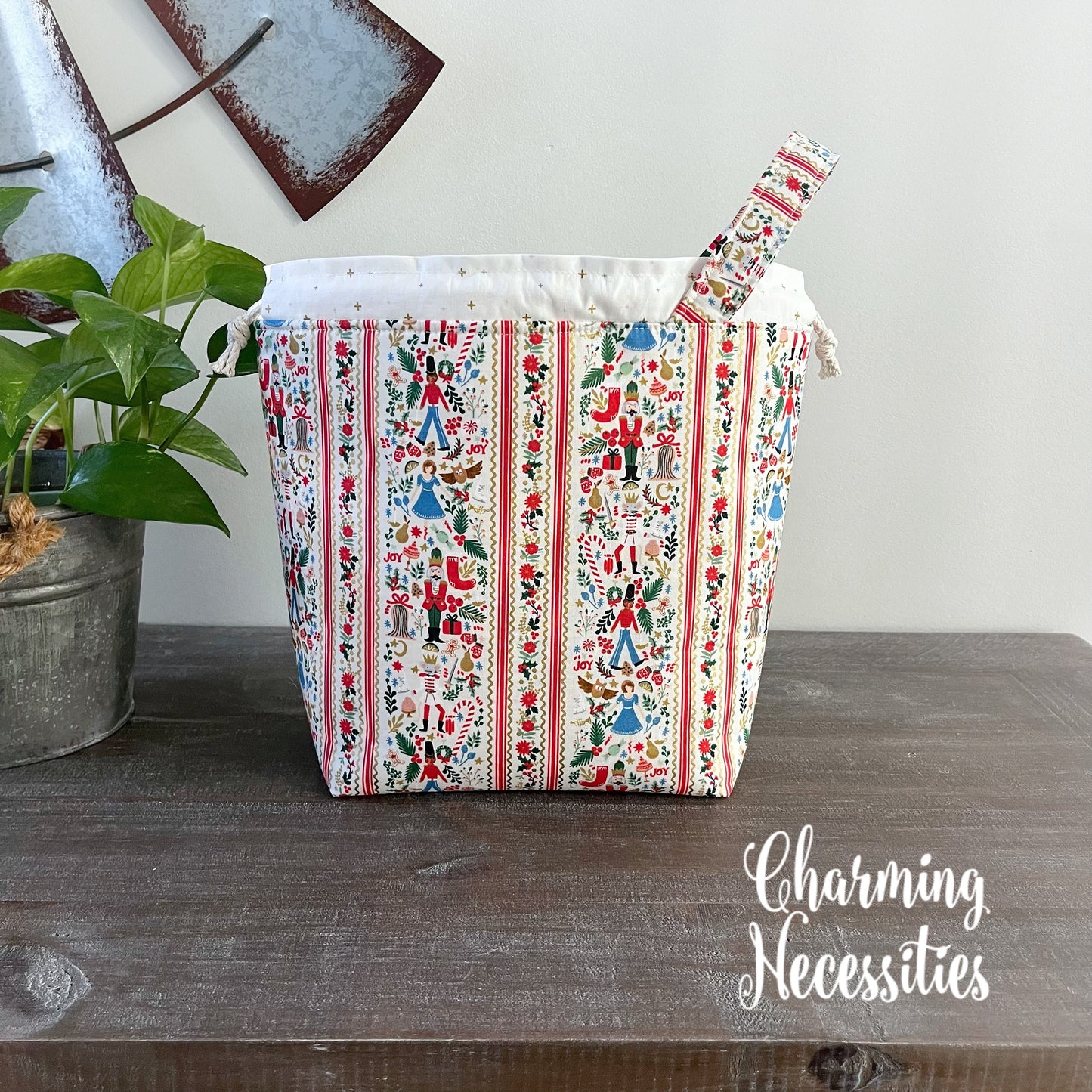 Knitting Project Bag, Rifle Paper Co Nutcracker, Drawstring Tote