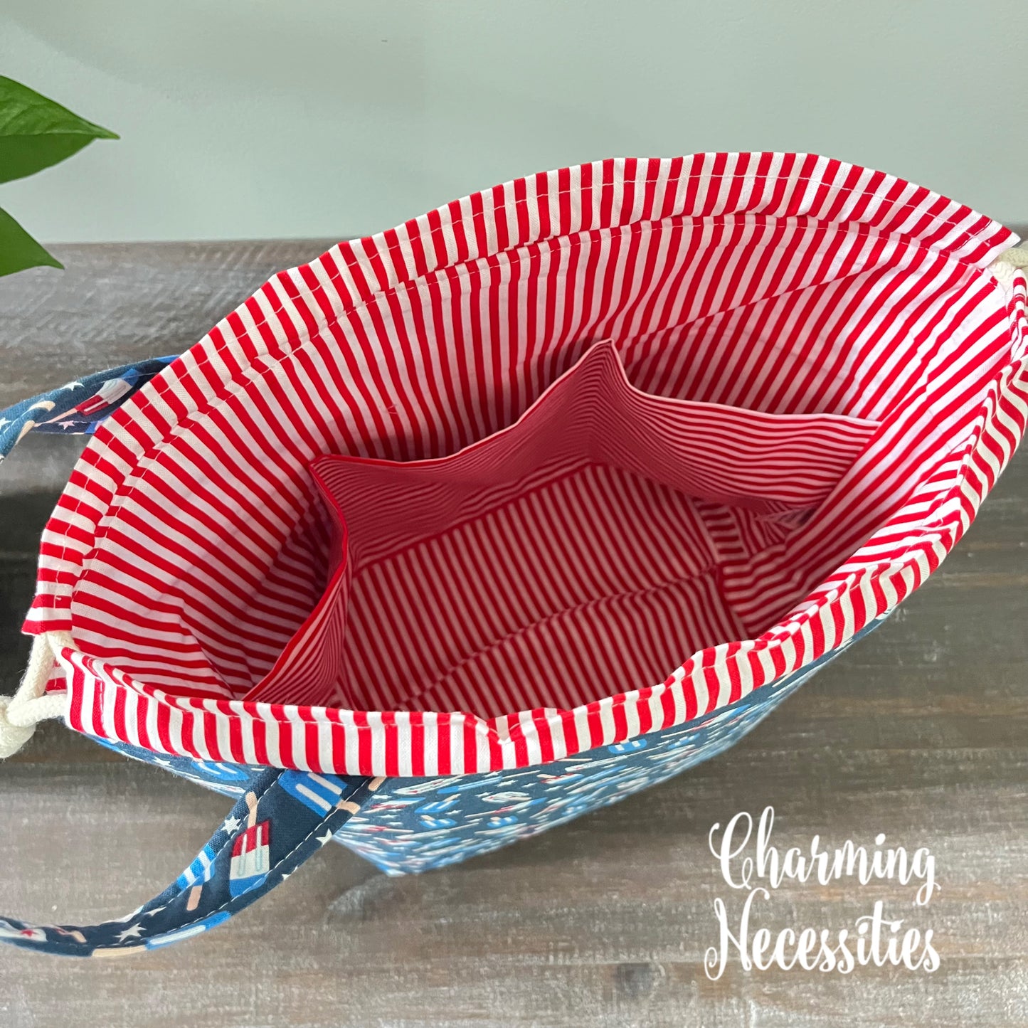 Knitting Project Bag, Patriotic Popsicles Drawstring Tote