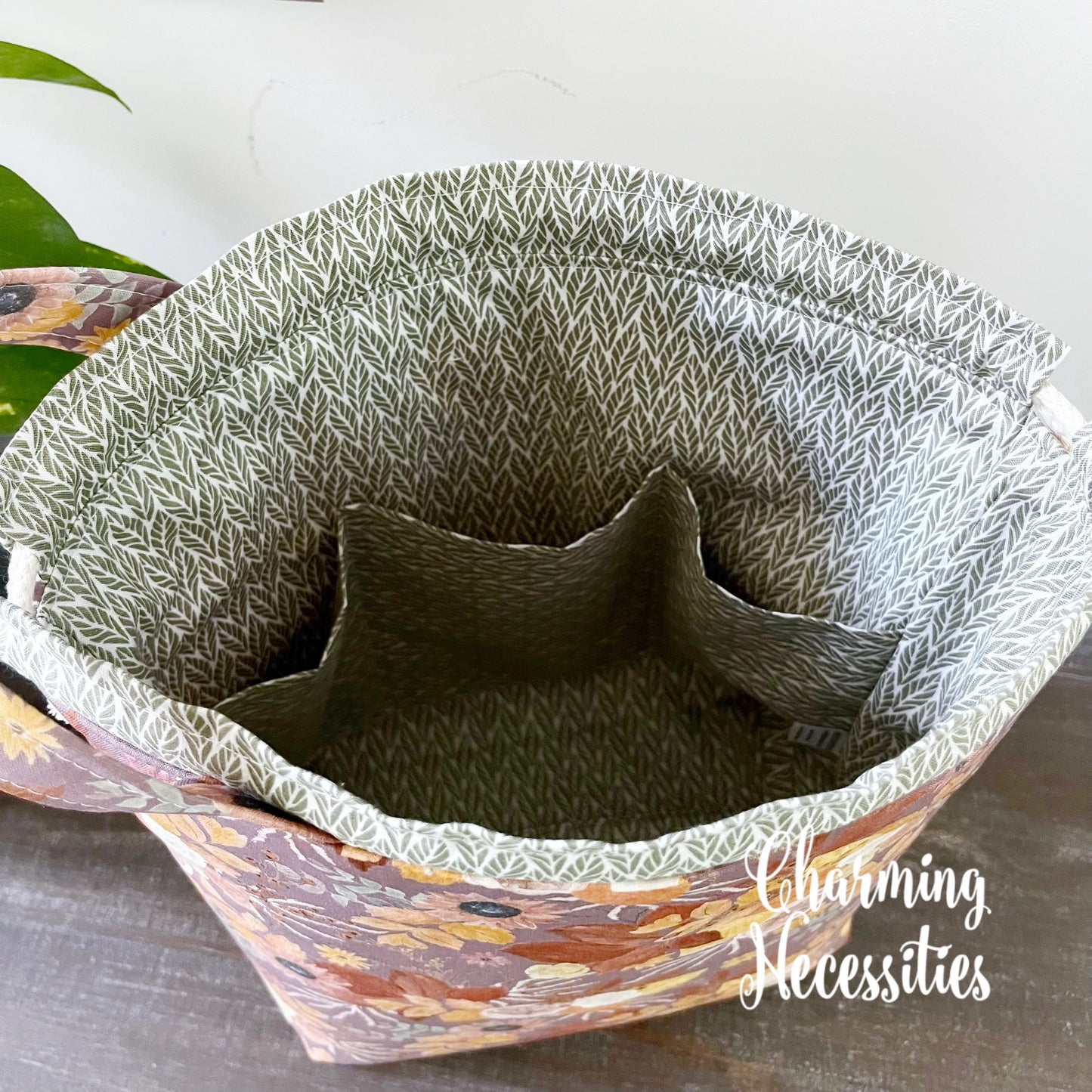 Knitting Project Bag, Autumn Evening, Drawstring Tote