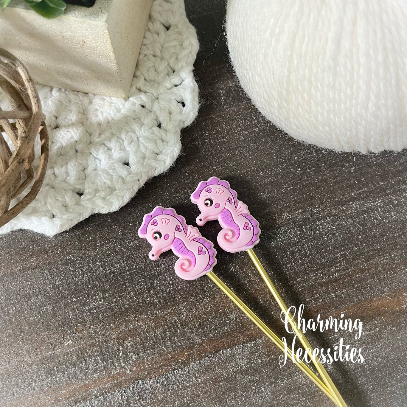 Seahorse Summer Stitch Stoppers Lavender Set of 2, Knitting Accessories, Stich Holders, Gifts for Knitters under 10