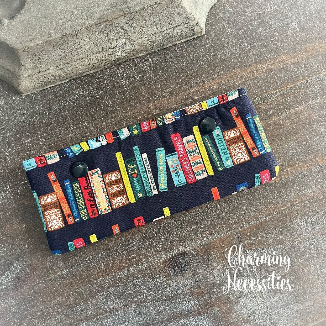 DPN Pouch, Rifle Paper Co Curio Book Club Navy,  Knitting Accessories Organization Notions Book Themed