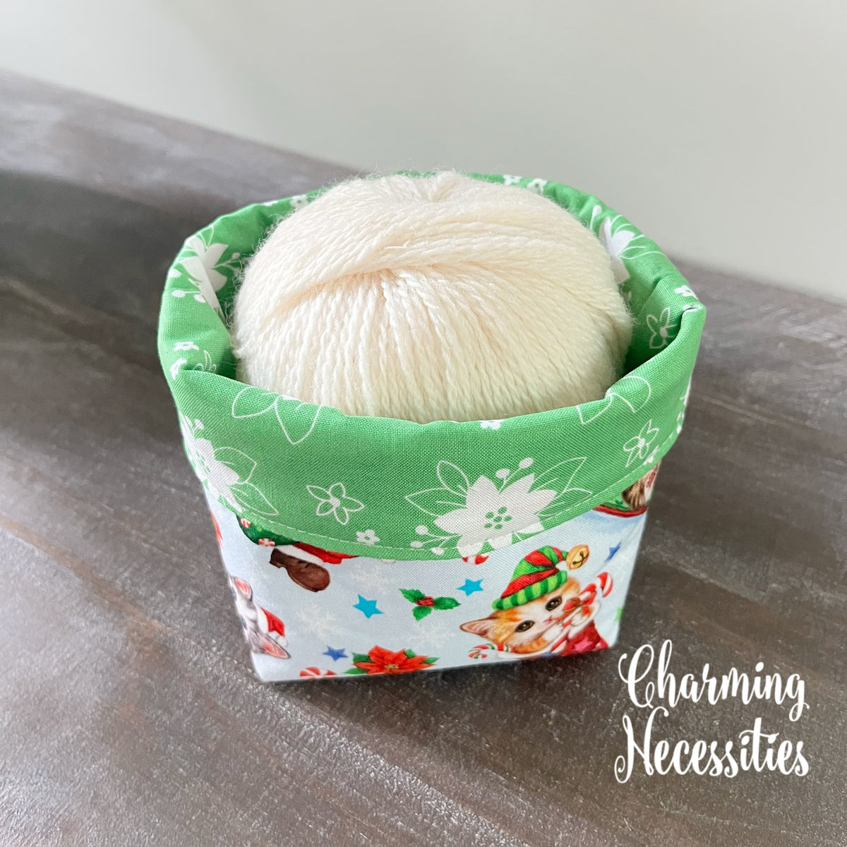 Christmas Kitties Yarn Bowl Cozy, Yarn Organizer