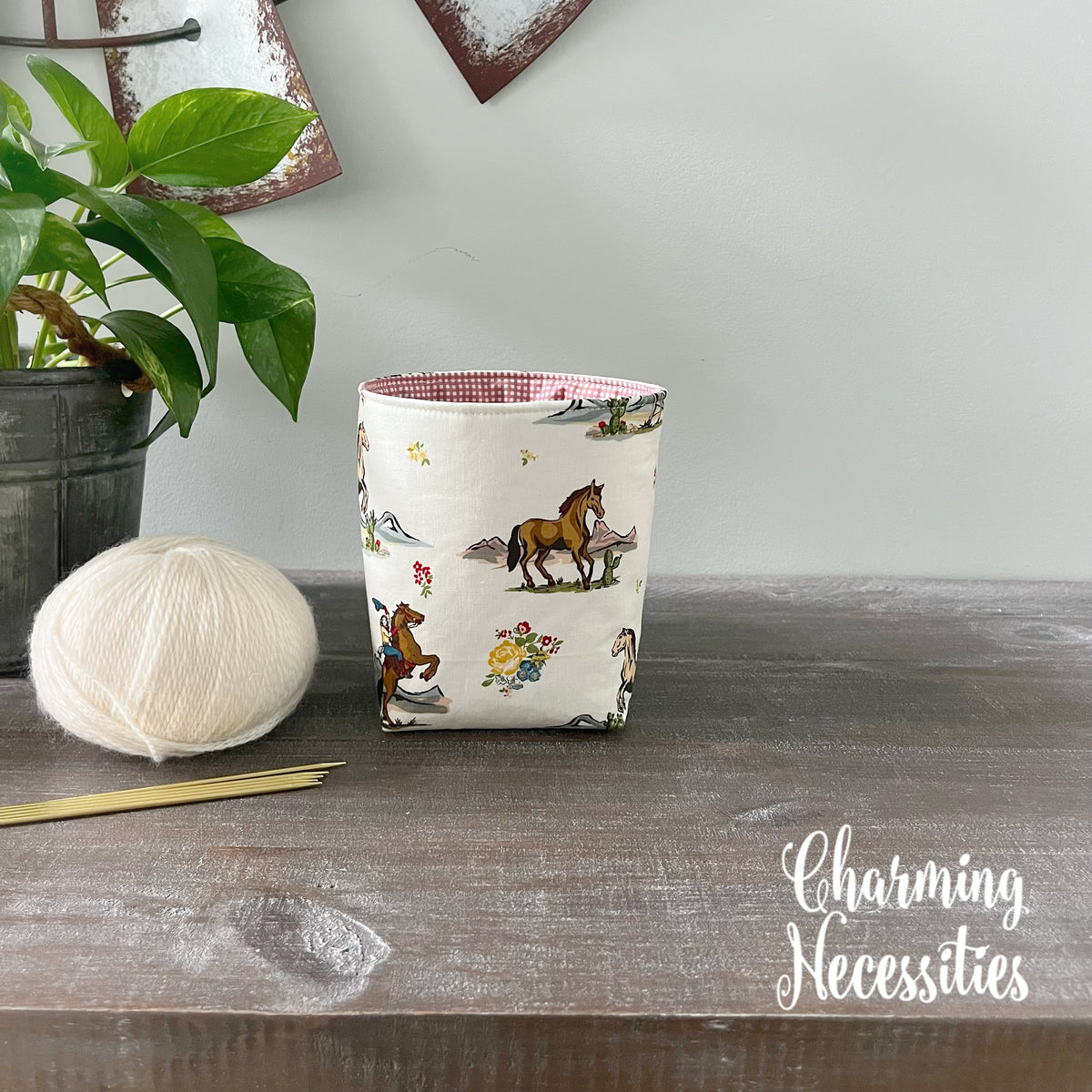 Western Cowgirl Yarn Bowl Cozy, Yarn Organizer