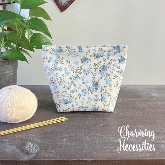 Power Blue Roses Small Snap Project Bag