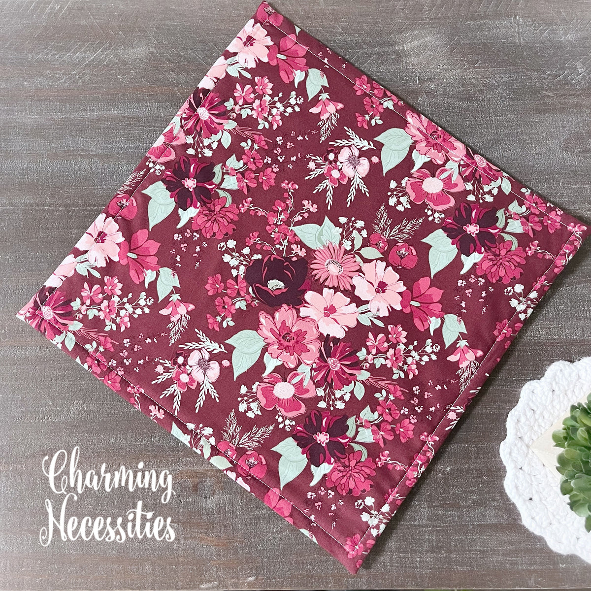 Ruby Blossoms Cross Stitch Embroidery Project Bag