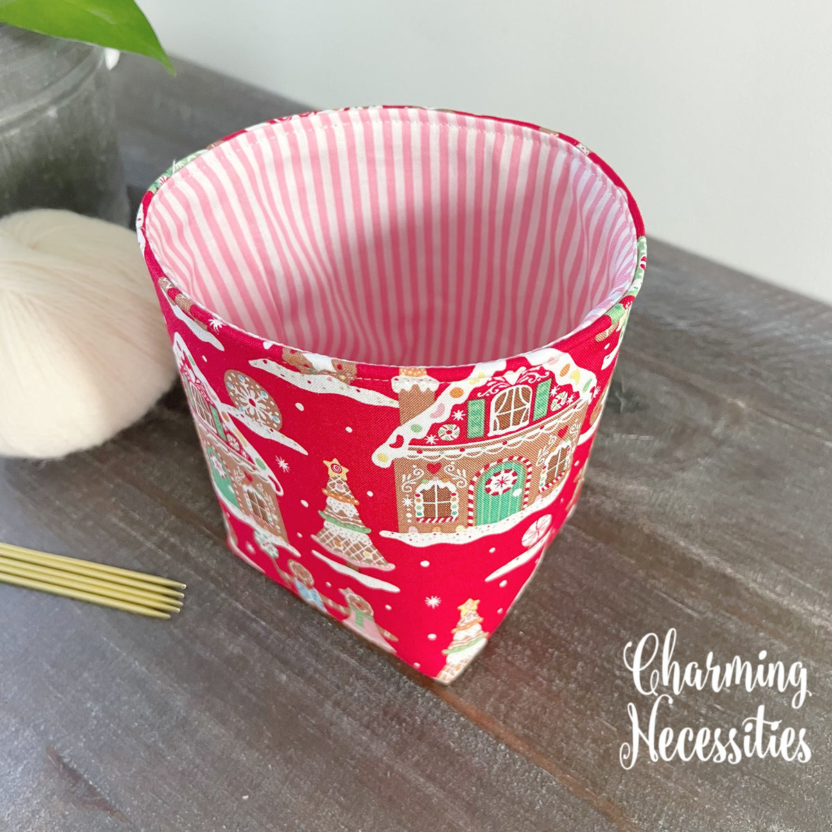 Gingerbread Village Yarn Bowl Cozy, Yarn Organizer