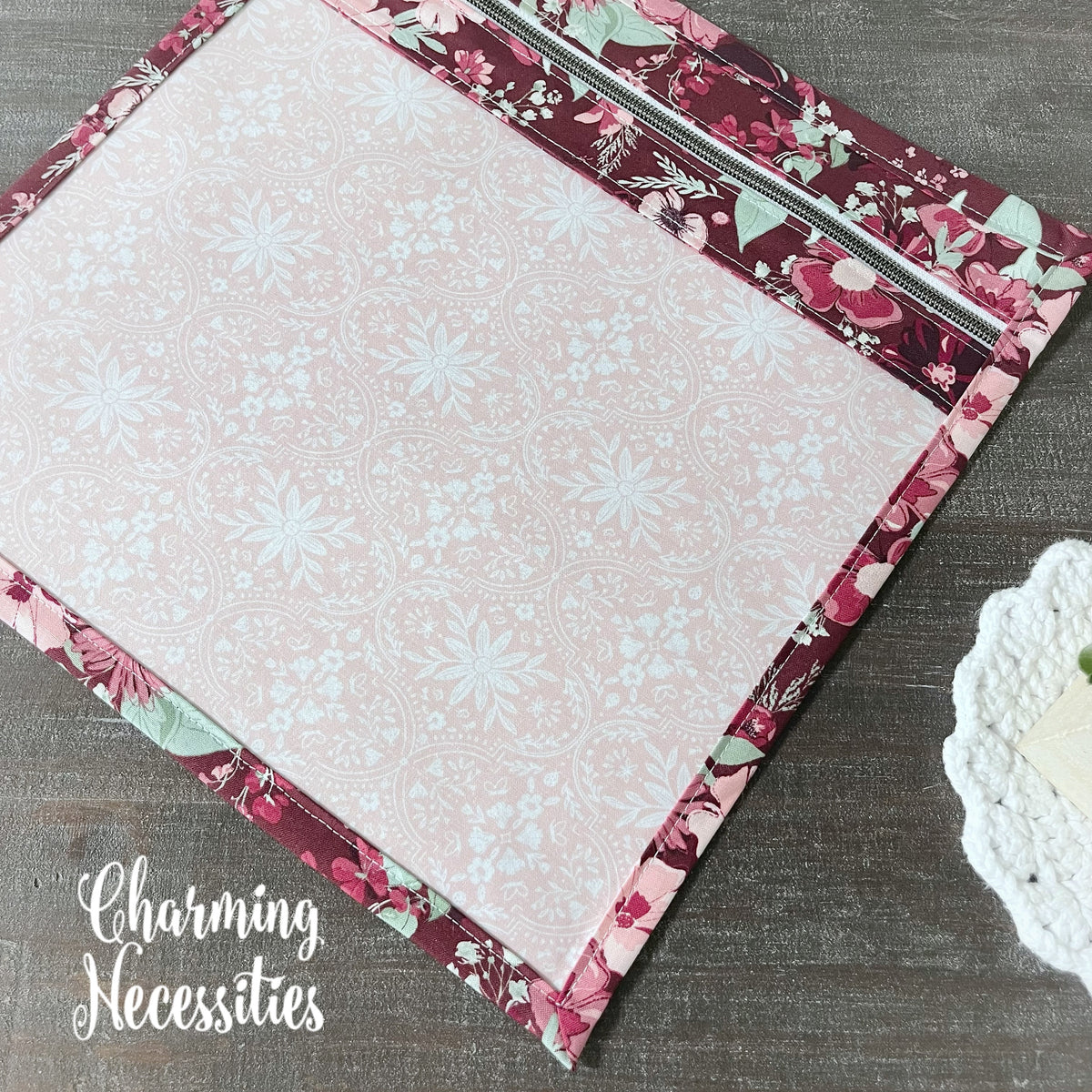 Ruby Blossoms Cross Stitch Embroidery Project Bag