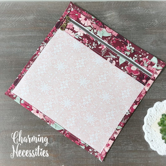 Ruby Blossoms Cross Stitch Embroidery Project Bag