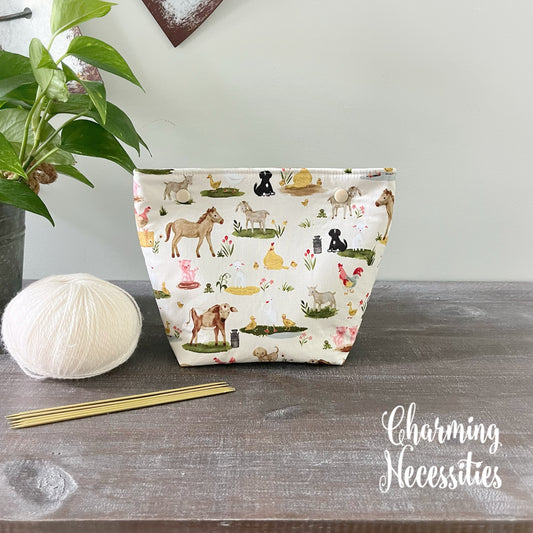 Barnyard Friends Small Snap Project Bag