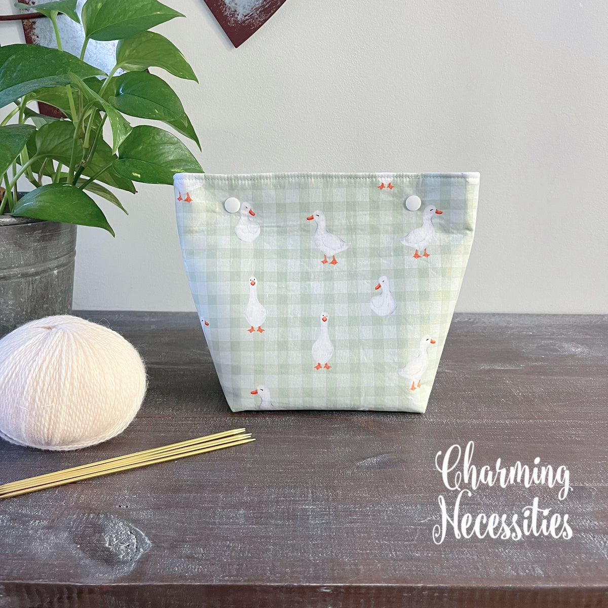 Knitting Project Bag Set, Ducks and Gingham