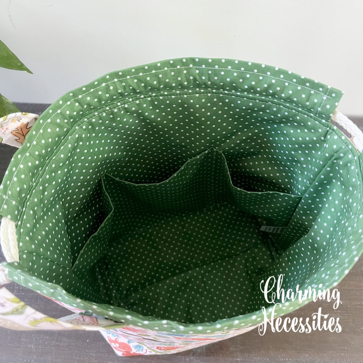 Forest Friends Knitting Project Bag, Drawstring Tote